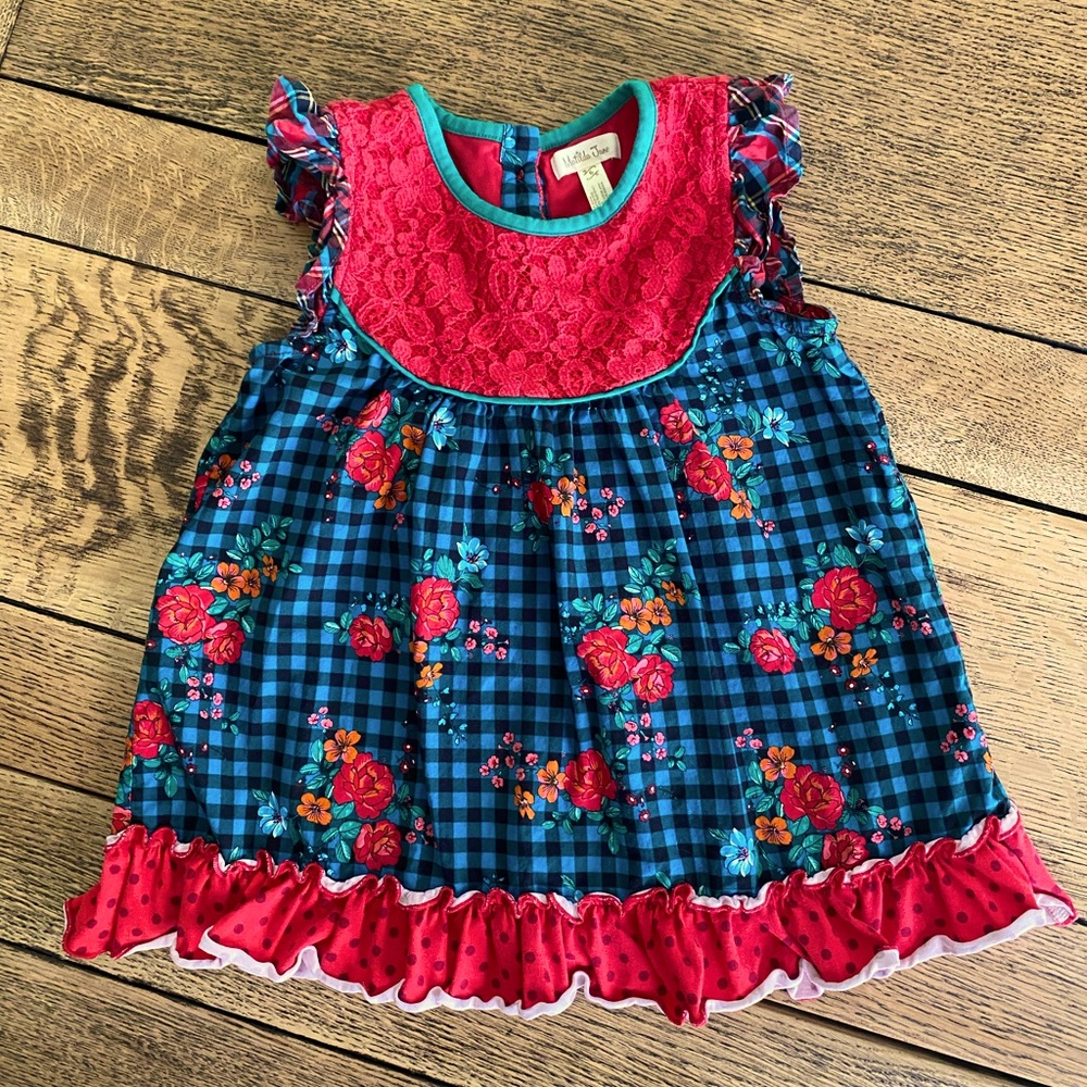 MATILDA JANE Plaid Boughs of Holly Top Size 6